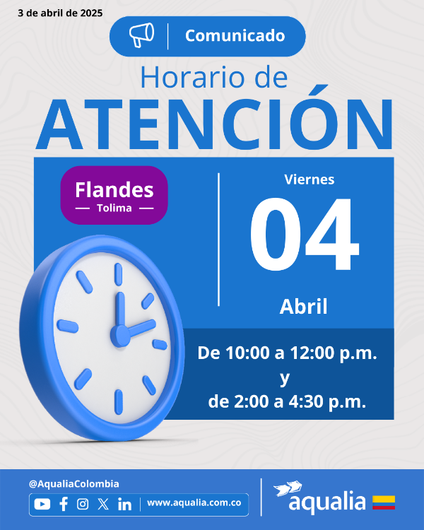 Horario de atención al usuario para este 04 de abril de 2025